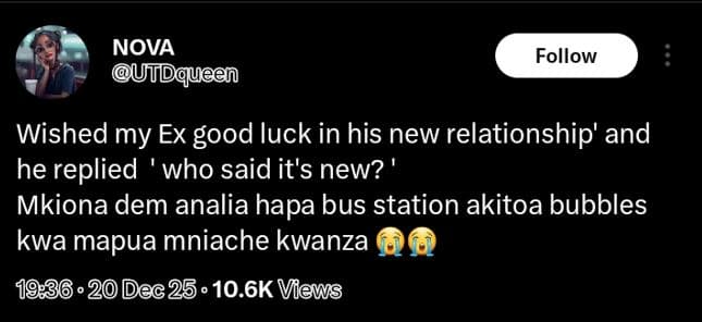 Nova utdqueen follow wished my ex good luck in his new relationship' and he repl