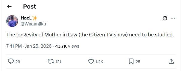 Post hael waaanjiku the longevity of mother in law the citizen tv show need to b