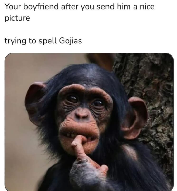 Your boyfriend after you send him a nice picture trying to spell gojias
