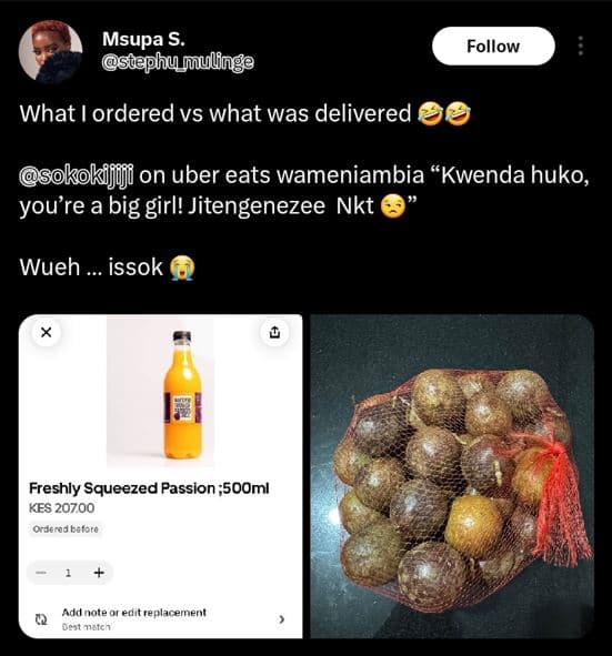 Msupa stephumulnge follow what ordered vs what was delivered okokijiji on uber e