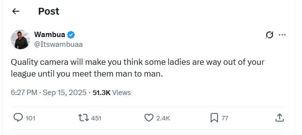 Post wambua itswambuaa quality camera will make you think some ladies are way ou