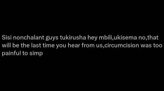 Sisi nonchalant guys tukirusha hey mbili,ukisema no,that will be the last time y