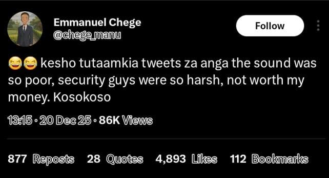 Emmanuel chege chegemanu follow kesho tutaamkia tweets za anga the sound was so