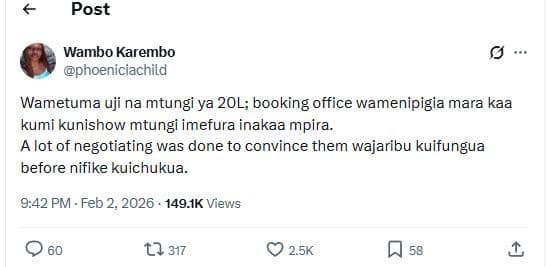 Post wambo karembo phoeniciachild wametuma uji na mtungi ya 2ol booking office w