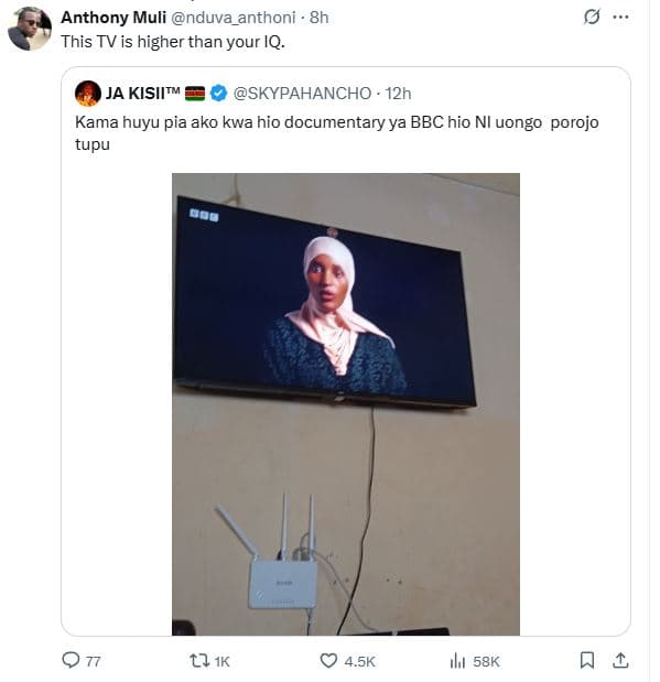 Anthony muli nduva_anthoni 8h this tv is higher than your iq. ja kisiitm skypaha