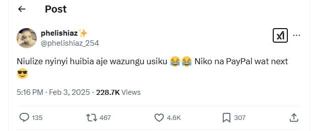 Post phelishiaz phelishiaz_254 niulize nyinyi huibia aje wazungu usiku niko na p