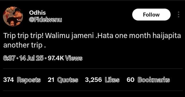 Odhis fidelvenu follow trip trip trip! walimu jameni hata one month haijapita an