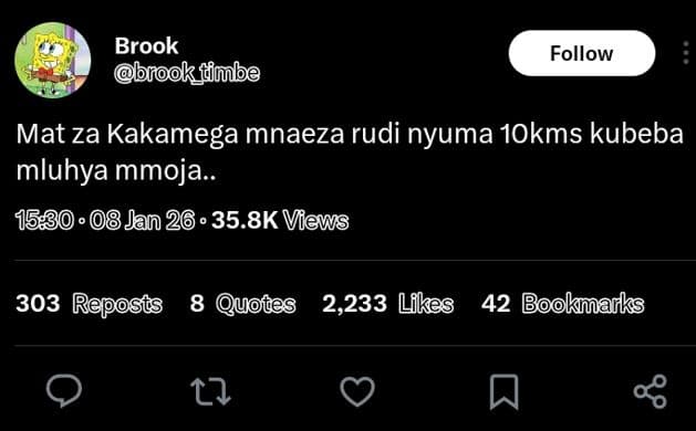 Brook pbnookfmbe follow mat za kakamega mnaeza rudi nyuma 1okms kubeba mluhya mm