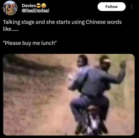 Davies realdavies follow talking stage and she starts using chinese words like_