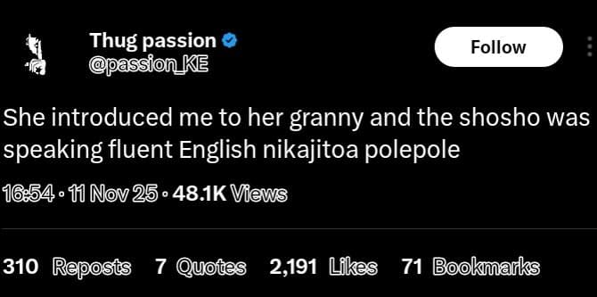 Thug passion ppassion ke follow she introduced me to her granny and the shosho w