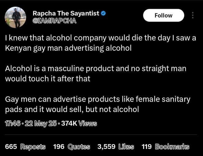 Rapcha the sayantist amrapcha follow knew that alcohol company would die the day