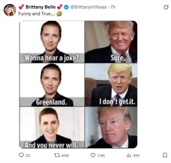 Brittany belle funny and true brittanyintexas 7h wanna hear ajoke? sure greenlan