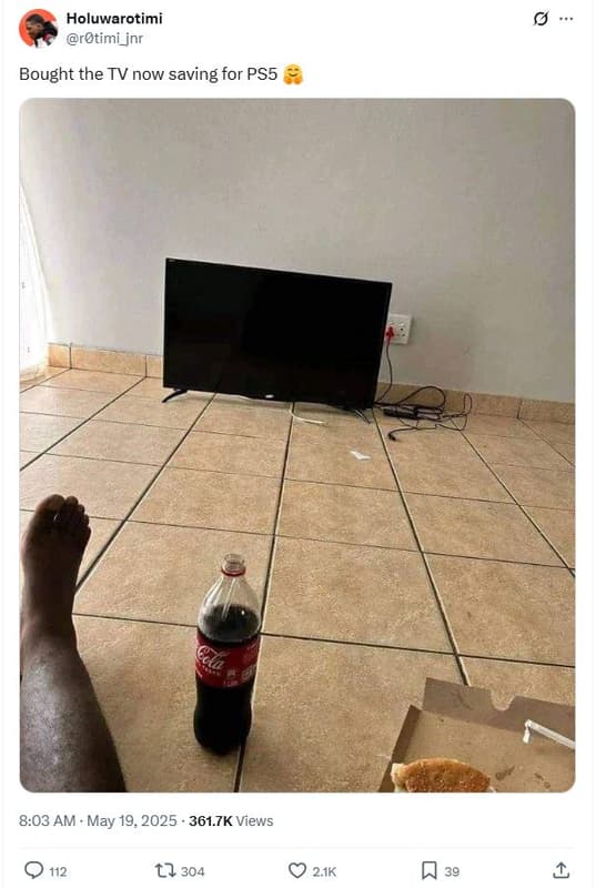 Holuwarotimi rotimi_jnr bought the tv now saving for ps5 8.03 am may 19, 361.7k