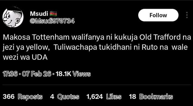 Msudi msudi970734 follow makosa tottenham walifanya ni kukuja old trafford na je