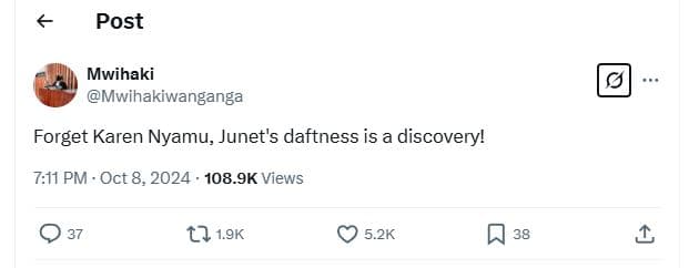 Post mwihaki mwihal kiwanganga forget karen nyamu junet's daftness is a discover