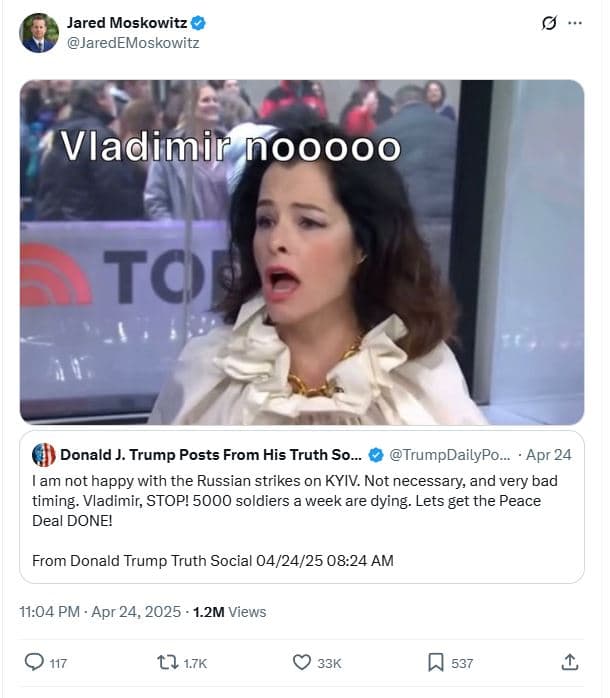 Jared moskowitz jaredemoskowitz vladimir nooooo tce donald j trump posts from hi