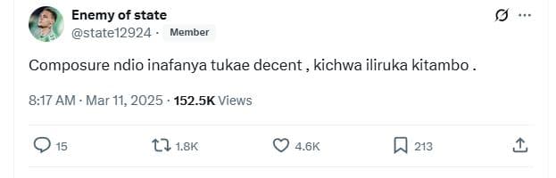 Enemy of state state12924 member composure ndio inafanya tukae decent , kichwa i