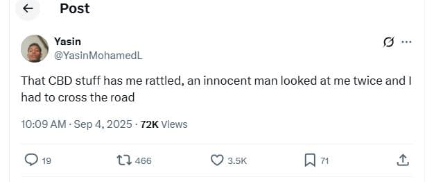 Post yasin yasinmohamedl that cbd stuff has me rattled an innocent man looked at