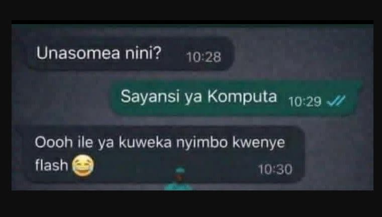 Unasomea nini? 1028 sayansi ya komputa 1029 oooh ile ya kuweka nyimbo kwenye fla