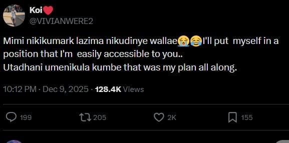 Koi vivianwere2 mimi nikikumark lazima nikudinye wallaeiii put myself in a posit