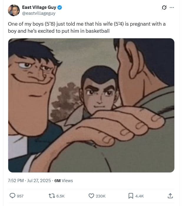 East village guy eastvillageguy one of my boys 58 just told me that his wife 5'4