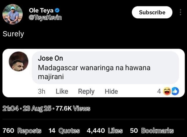 Ole teya teyakevin subscribe surely jose on madagascar wanaringa na hawana majir