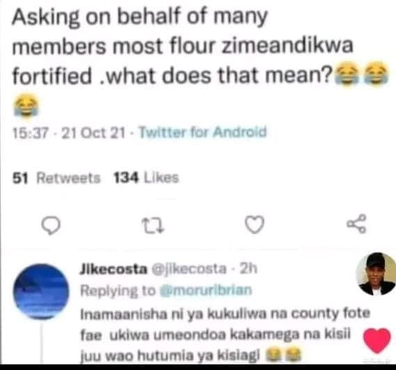 Asking on behalf of many members most flour zimeandikwa fortified .what does tha