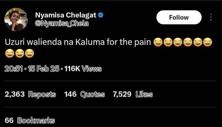 Nyamisa chelagat myamisahela follow uzuri walienda na kaluma for the pain 15 feb