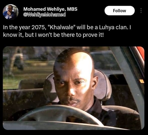 Mohamed wehliye, mbs wehlyemohaned follow in the year , khalwale will be a luhya