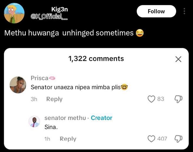 Kig3n xfficial _ follow methu huwanga unhinged sometimes 1,322 comments prisca s