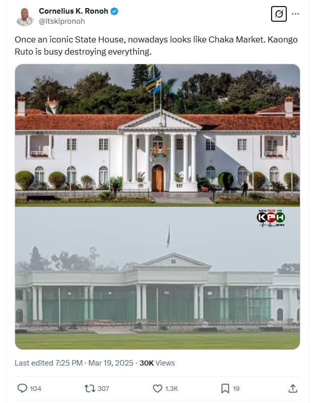 Cornelius k. ronoh itskipronoh once an iconic state house nowadays looks like ch