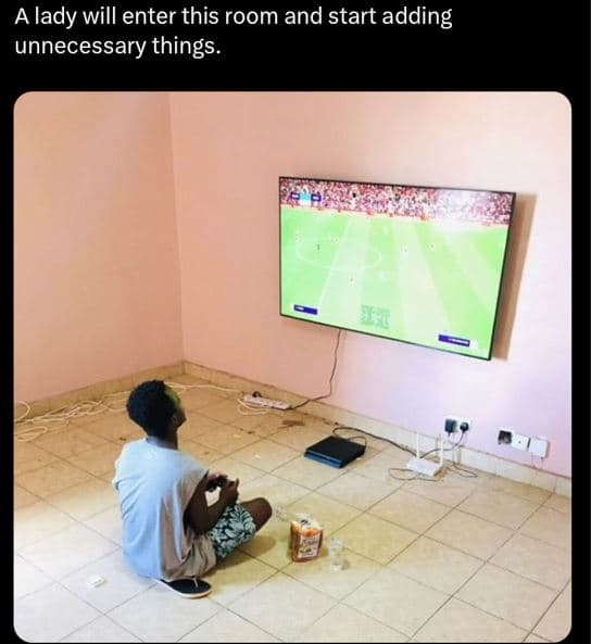 A lady will enter this room and start adding unnecessary things .