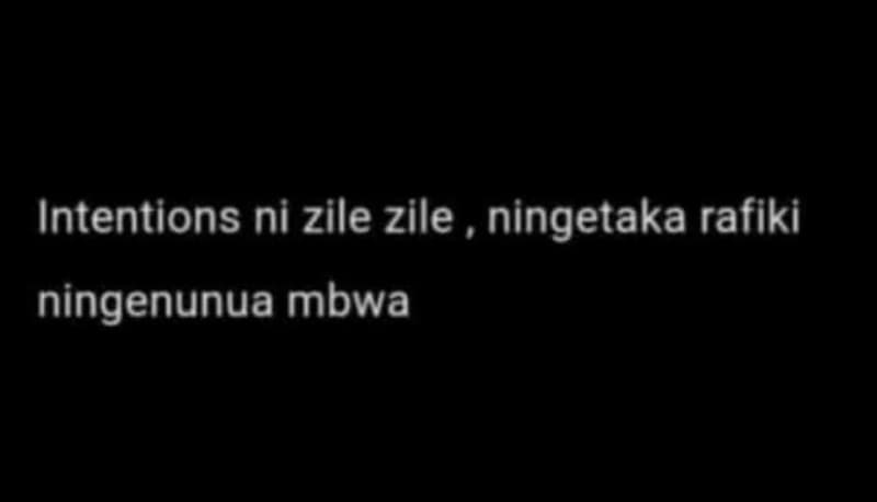 Intentions ni zile zile ningetaka rafiki ningenunua mbwa