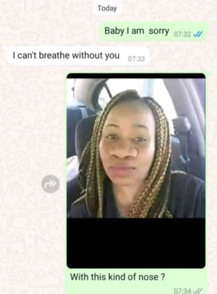 Today baby am sorry 07.32 cant breathe without you 03a with this kind of nose