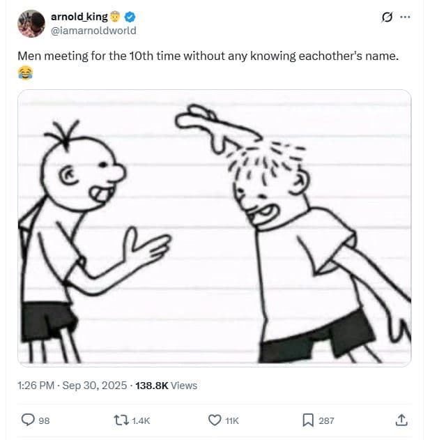 Arnold_king iamarnoldworld men meeting for the 1oth time without any knowing eac