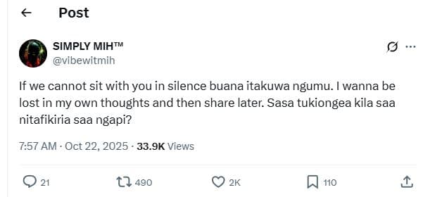 Post simply mihtm vibewitmih if we cannot sit with you in silence buana itakuwa