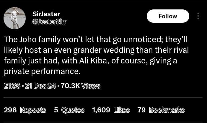 Sirjester jestersinr follow the joho family won't let that g0 unnoticed they'il