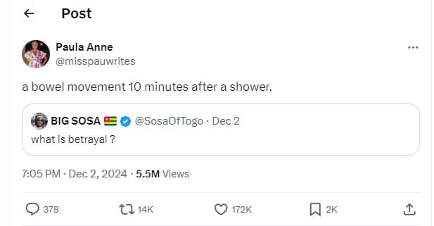 Post paula anne misspauwrites bowel movement 10 minutes after a shower. big sosa