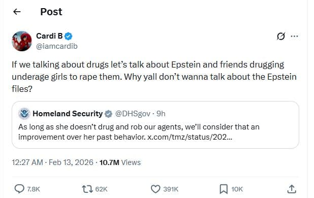 Post cardi b iamcardib if we talking about drugs lets talk about epstein and fri