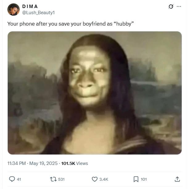 Dim a lush_beautyl your phone after you save your boyfriend as hubby 11.34 pm .