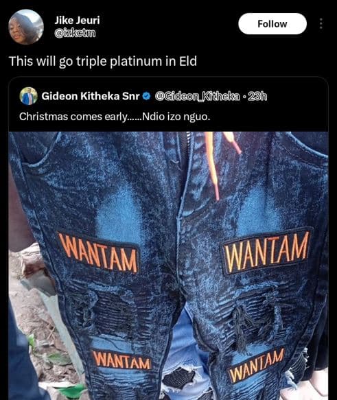 Jike jeuri izkct follow this will go triple platinum in eld gideon kitheka snr g
