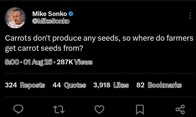 Mike sonko mikesonko carrots don't produce any seeds, so where do farmers get ca