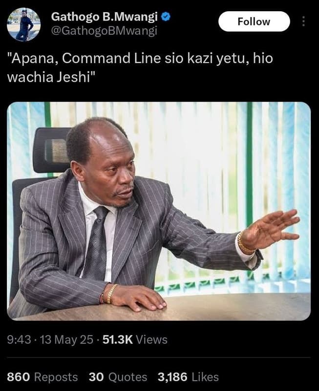 Gathogo b.mwangi gathogobmwangi follow apana, command line sio kazi yetu, hio wa