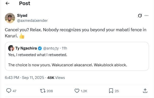 Post siyad axmedalxender cancel you? relax. nobody recognizes you beyond your ma