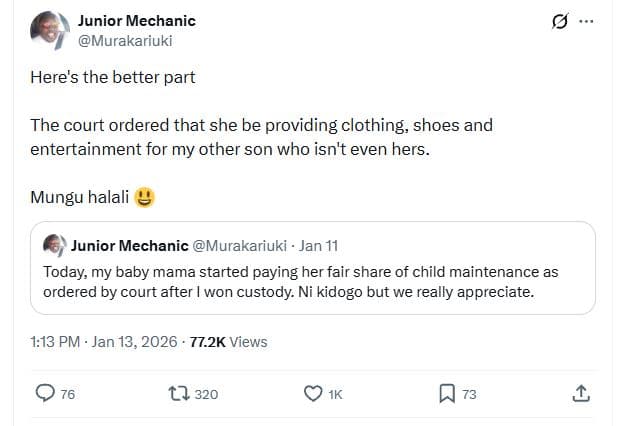 Junior mechanic murakariuki here's the better part the court ordered that she be