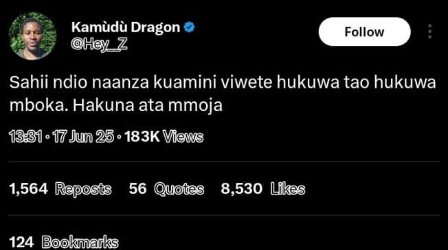 Kamudà dragon hey z follow sahii ndio naanza kuamini viwete hukuwa tao hukuwa mb