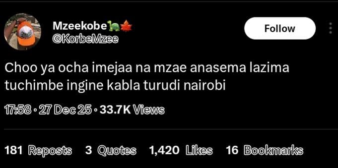 Mzeekobe korbemzee follow choo ya ocha imejaa na mzae anasema lazima tuchimbe in