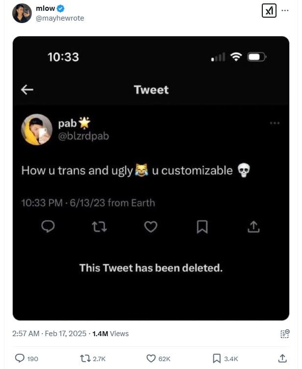 Mlow mayhewrote 1033 tweet pab blzrdpab how u trans and ugly u customizable 10.3