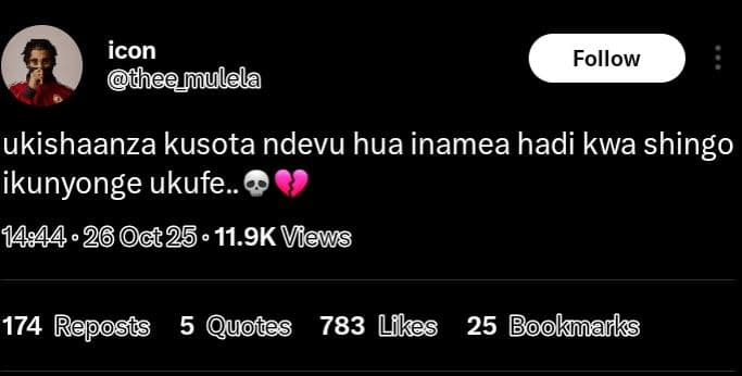 Icon theemulela follow ukishaanza kusota ndevu hua inamea hadi kwa shingo ikunyo