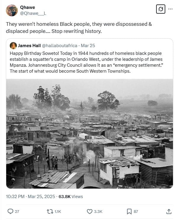 Qhawe qhawe they weren't homeless black people they were dispossessed displaced